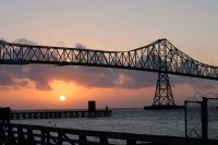  Coucher de soleil sur le pont Astoria-Megler qui traverse l'embouchure de la Columbia (Astoria)