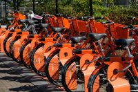  orange bikes, Portland